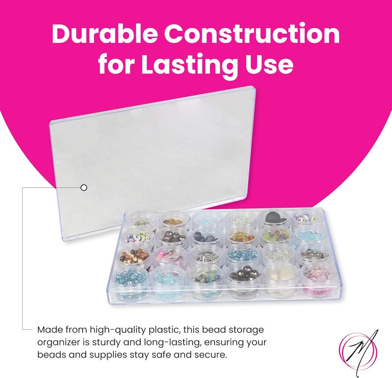 everything Mary 24-Jar Bead Organizer – Large Clear Plastic Case for Diamond Painting, Jewelry & Craft Beads – Storage Box with Screw-Top Jars for Diamond Art & Small Supplies - Image 5